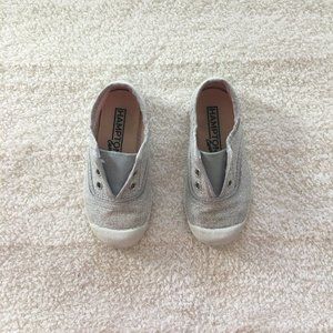 Hampton silver canvas plum plimsolls